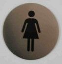 Edelstahl Hinweisschild für WC Türe "Damen" selbstklebend 