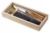 OPINEL Messer Gr. 8 mit Heft Olivenholz in dekorativer Holz-Geschenkbox m. Etui 