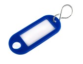 Schlüsselanhänger mit Loch und S-Haken Kunstoff, 54x22 mm, Farbe blau 