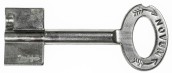 Melsmetall Doppelbartschlüsselrohling mit Bohrung und seitlicher Ausbuchtung 