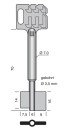 Mauer Doppelbartschlüsselrohling mit Bohrung 3,5 mm, Gesamtlänge 90 mm 