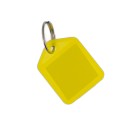 Schlüsselanhänger "der kleine" gelb, 27x38 mm, mit Ring und Papiereinlage 