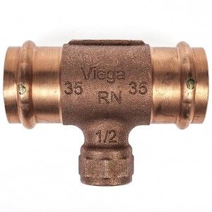 VIEGA Sanpress T-Stück 121945 35x1/2"x35 mm, Pressanschluss, Rotguss 