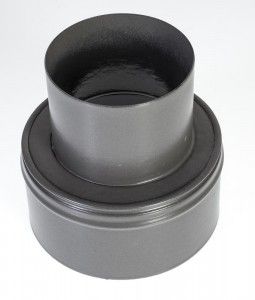Erweiterungstück 100 mm weit, 150 mm eng grau emailliert für 