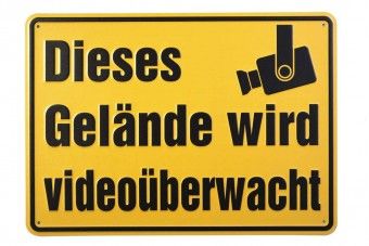 geprägtes Aluminiumschild 350 mm breit, 250 mm hoch, gelbes Schild mit schwarzer 