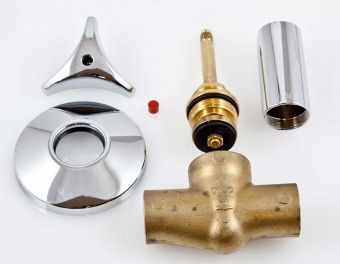verchr. Durchgangsventil Unterputz mit Drehkorngriffen 18 mm 