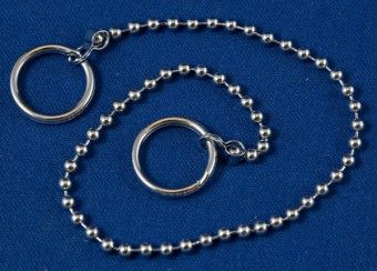 Messing verchr. Kugelkette 30 cm mit 2 Ringen 