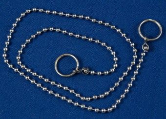Messing verchr. Kugelkette 50 cm mit 2 Ringen 