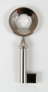 Möbelschlüssel Messing pol. vernickelt Halm 6 mm, mit Bohrung 4,2 mm 