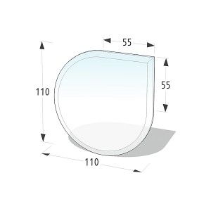 Glasbodenplatte 21.02.884.2 110x110 cm Stärke 8 mm, Tropfenform 