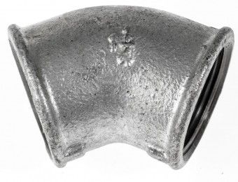 Temperguss verz. Winkel # 120, 11/4' 45°, beidseitig Innengewinde 