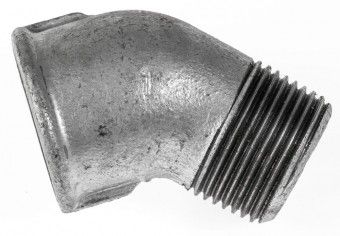 Temperguss verz. Winkel # 121, 1' 45°, Innen/Außengewinde 