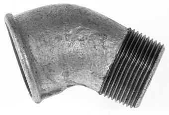 Temperguss verz. Winkel # 121, 11/4' 45°, Innen/Außengewinde 