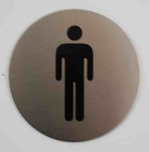 Edelstahl Hinweisschild für WC Türe "Männer", selbstklebend 