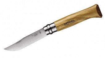 OPINEL Messer Gr. 8 mit Klingensperre Heftlänge 11cm, rostfrei Heft Olivenholz 