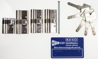 KESO 10 RS Profilzylindersatz 3 Profildoppel- und 1 Profilhalbzylinder 