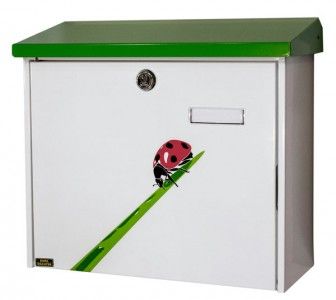 Burg Wächter Briefkasten Comfort 913 weiss, Klappe grün, Dekor Frühling 