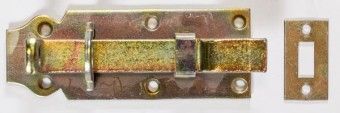 GAH gelb verz. Schlossriegel 100 mm gekröpft mit Schliessblech, 116958 