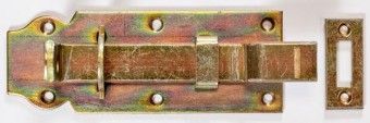 GAH gelb verz. Schlossriegel 140 mm gekröpft mit Schliessblech, 117047 