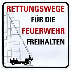 Schild für Rettungswegkennzeichnung 'Feuerwehrzufahrt', 500 x 500 mm 