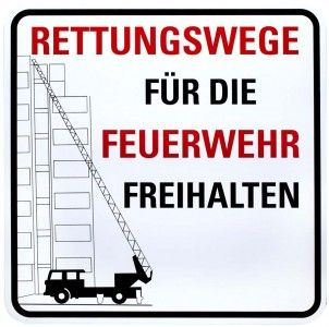 Schild für Rettungswegkennzeichnung 'Feuerwehrzufahrt', 500 x 500 mm 