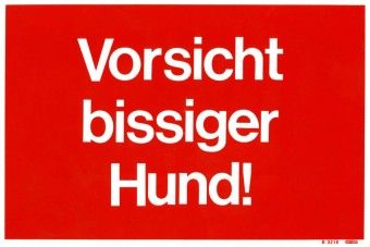 Kunstoffschild 300 mm breit, 200 mm hoch Vorsicht bissiger Hund! 