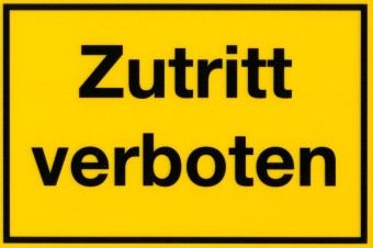 Kunstoffschild 300 mm breit, 200 mm hoch Zutritt verboten 