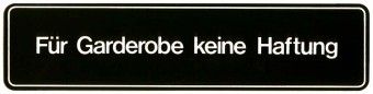 selbstklebendes Kunstoffschild 200 x 48 mm,Für Gardeobe keine Haftung 