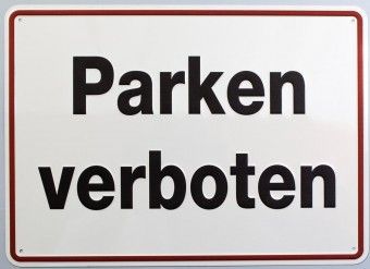 ALU-Schild gepr.,350mm breit, 250mm hoch "Parken verboten" 
