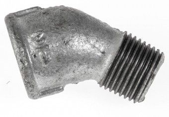 Temperguss verz. Winkel # 121, 1/2' 45°, Innen/Außengewinde 
