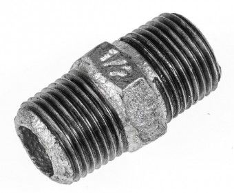 Temperguss verz. Doppelnippel # 280, 1/4', beidseitig Aussengewinde 