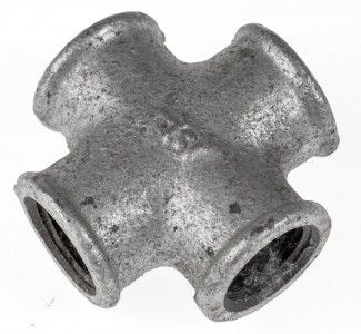 Temperguss verz. Kreuz T Stück # 180, 1/2', kantig, 4 x Innengewinde 