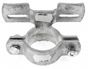 Rohrschelle Stahl feuerverzinkt 'R' für Pfostendurchmesser  48 mm, Lochabstand 