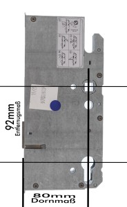 KFV Reparatur Hauptschloss Set RB1000SL 92 mm Entfernung, 80 mm Dorn, 10 mm Nuss 