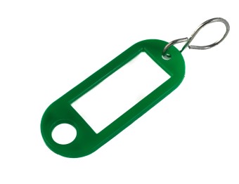 Schlüsselanhänger mit Loch und S-Haken Kunstoff, 54x22 mm, Farbe grün 