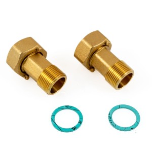 Paar Wasserzählerverschraubung 3/4" (Überwurf 1'!), Messing blank, mit 