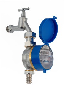 Einstrahl Zapfhahnwasserzähler ECO, Two in One, 1/2" DN15, Q3, 2,5 m³/h, mit 