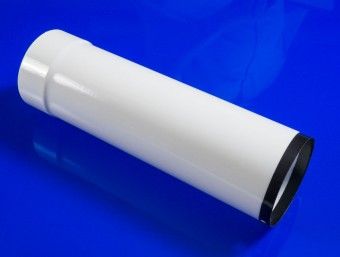 Bertrams weiss emaillierter Anschluss- stutzen 130 mm, 400 mm, Gegenstück zu 