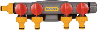 HOZELOCK 4 Wege Verteiler absperrbar, f. Wandmontage, mit 2 Schauchanschlüssen 