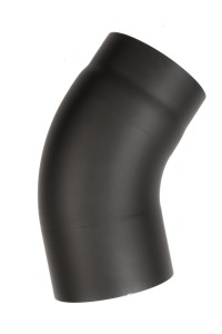 Rauchrohrbogen 150 mm 45° gezogen, schwarz lackiert, ohne Reinigungsöffnung 