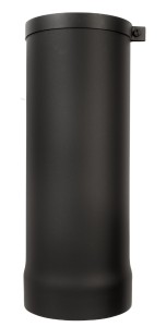 Rauchrohr 150 mm Anschlussstutzen 400 mm mit Feststellring, schwarz lackiert 