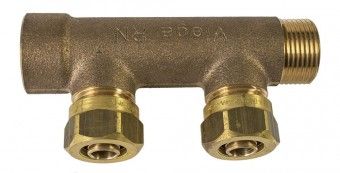 VIEGA SANFIX P Verteiler 16x3/4", 2 fach Rotguss, Pressanschlüsse, 309237 