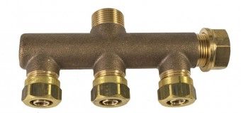 VIEGA SANFIX P Verteiler 16x3/4", 3 fach Rotguss, Pressanschlüsse, 309206 