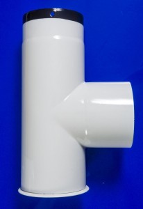 Bertrams weiss emaillierter Kapselwinkel 130 mm, 0,33 mtr., mit eingezogener 