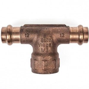 VIEGA Sanpress T-Stück 290986 12x1/2'x12 mm, Pressanschluss, Rotguss 