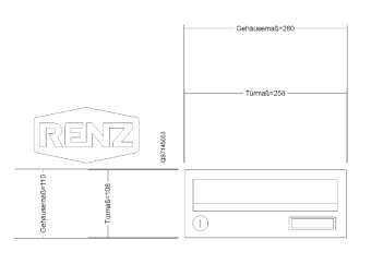 RENZ Briefkastentüre 81-1-22001 300x110 ALU-Klappe 265x33, RAL9007 Graualuminium 