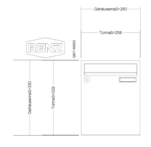 RENZ Briefkastentüre 81-1-22047 260x330 ALU-Klappe 230x33, RAL9007 Graualuminium 
