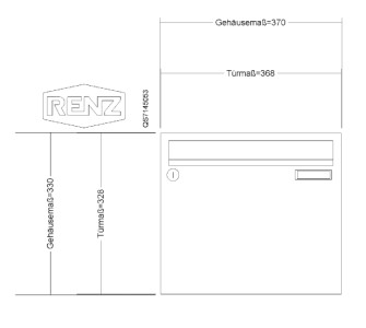 RENZ Briefkastentüre 81-1-22072 370x330 ALU-Klappe 335x33, RAL9007 Graualuminium 