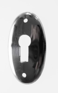 Schlüsselschild Eisen vernickelt 436330 konvex oval, 45 mm hoch, 23 mm breit 