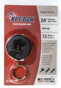 Schlüsselflip Key-Bak mit 60 cm Kette schwarz mit Clip und Kette 